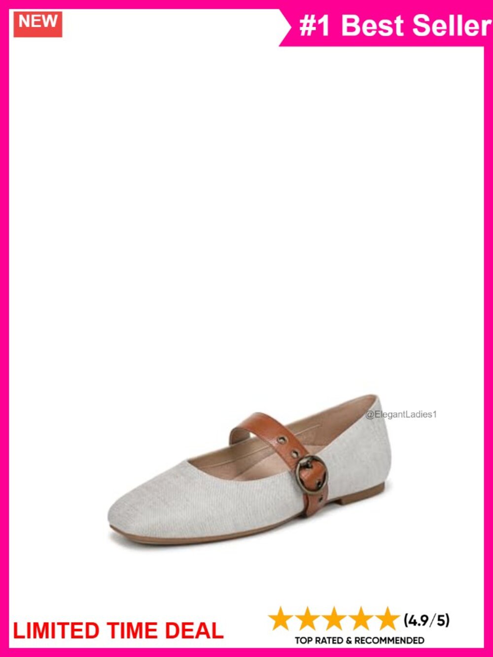 Vionic Hattie Metallic Canvas Mary Jane Flat Square Toe Orthotic Support